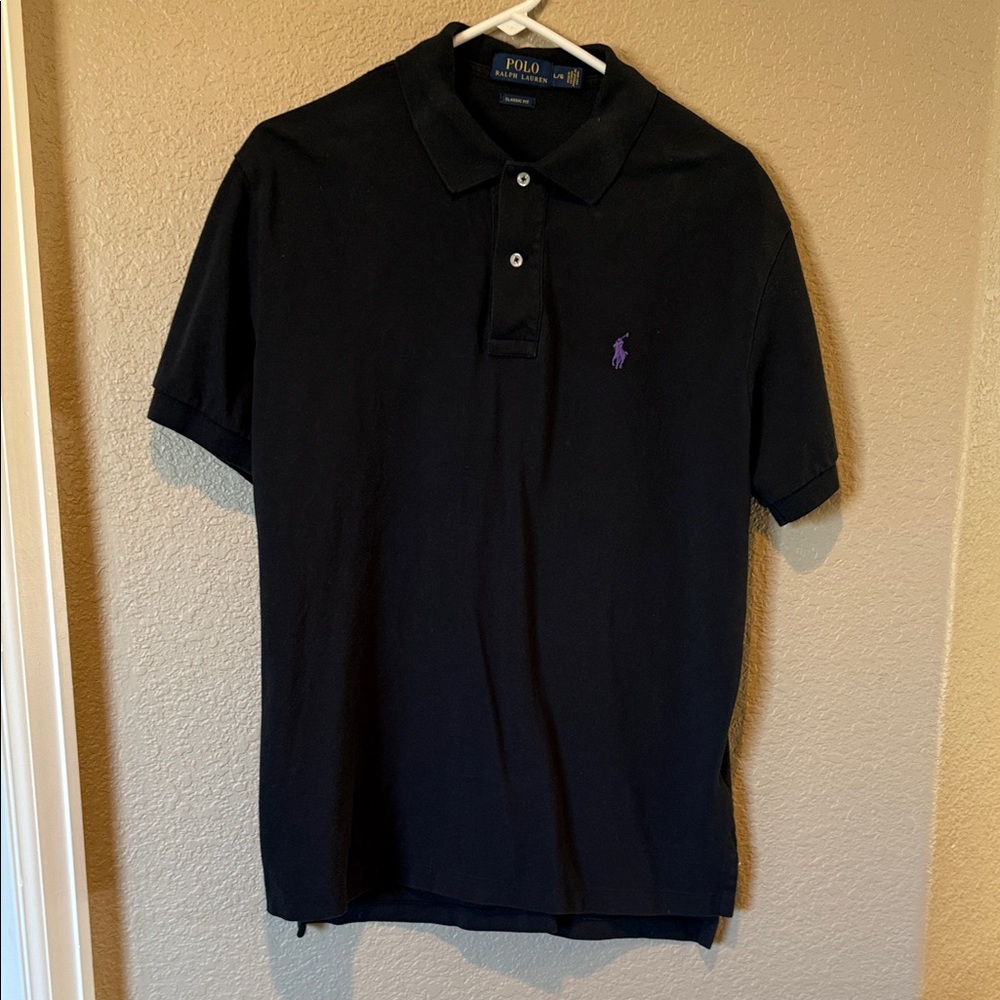 Polo by Ralph Lauren Men's Black Polo Shirt -Large Classic Fit
